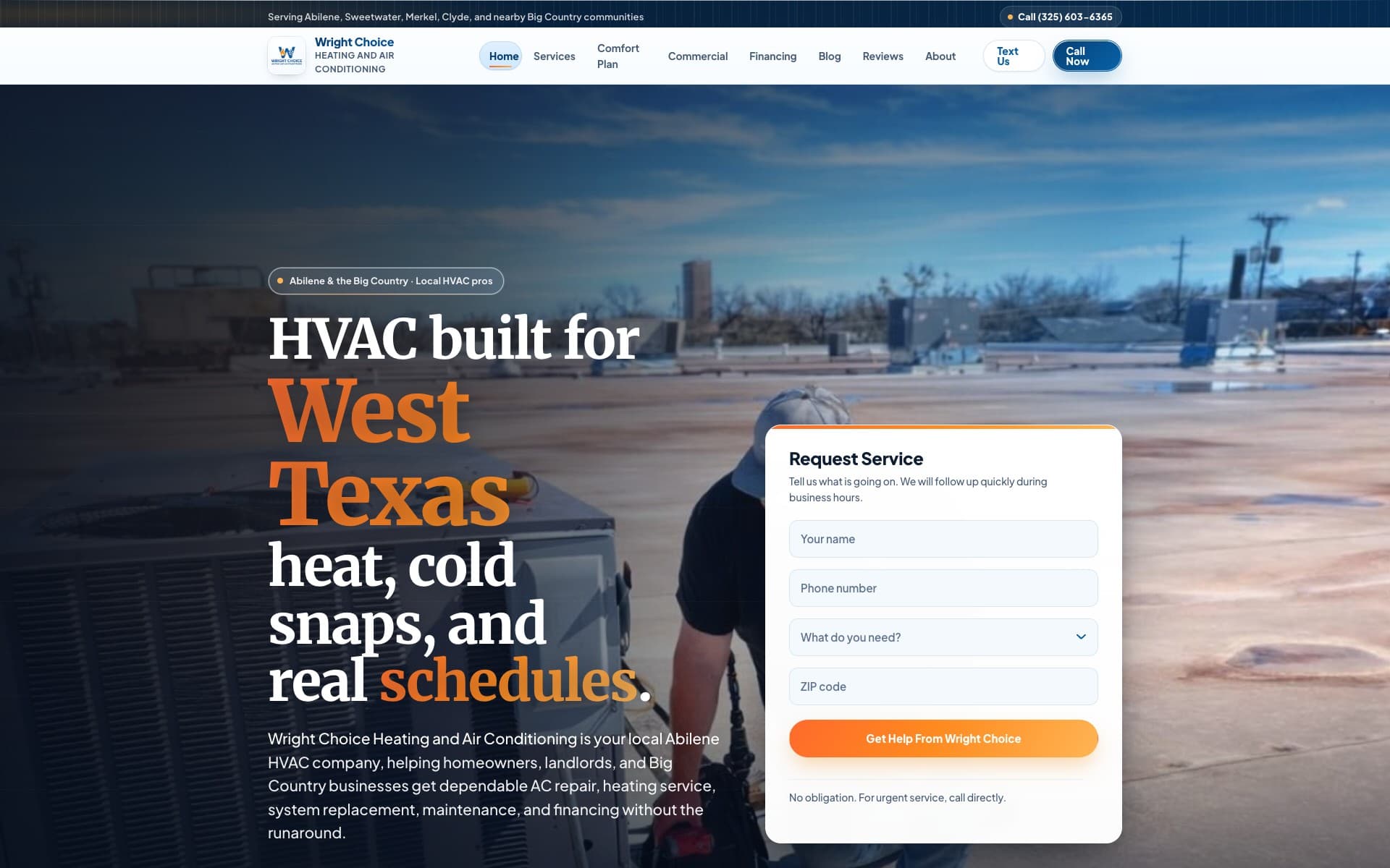 Wright Choice Heating & Air website designed by Key City Digital