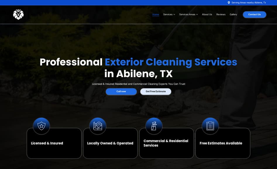 Abilene Exterior Cleaning — Exterior Cleaning website design in Abilene, TX, built by Key City Digital