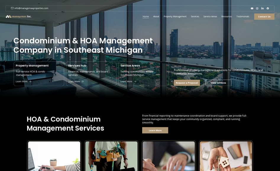 ManageMax website designed by Key City Digital