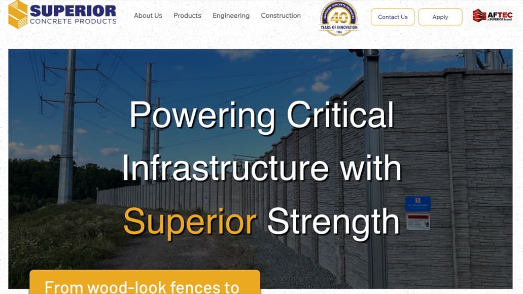 Superior Concrete Products website built by Key City Digital