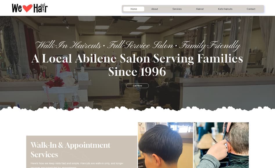 We Love Hair website designed by Key City Digital